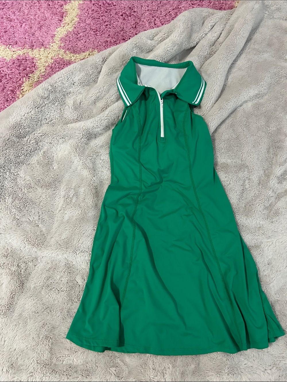 Sleeveless Green Polo Dress with Zip Collar
